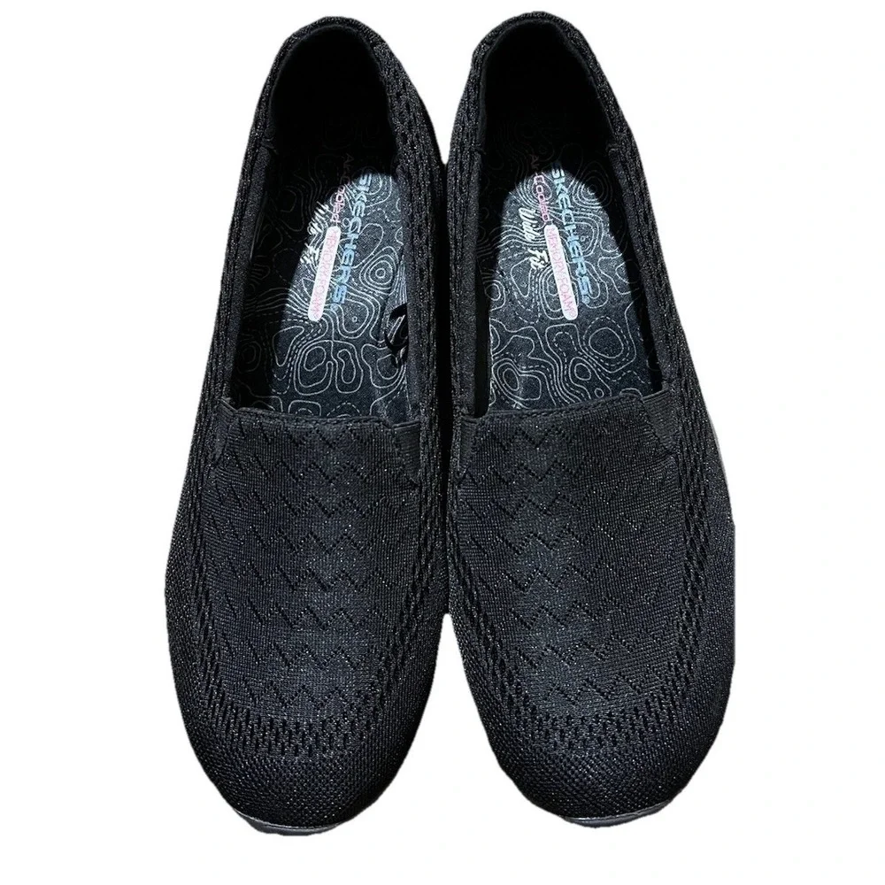 Skechers Air-Cooled Memory Foam Black Slip-On Women's Walking Shoes 10 EW